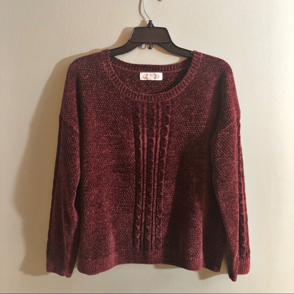 Pink Rose Maroon Cropped Sweater